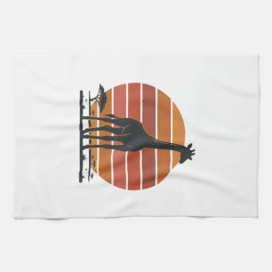 Vintage Giraffe Sunset Safari Vector Shirt Design_ Tea Towel