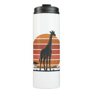 Vintage Giraffe Sunset Safari Vector Shirt Design_ Thermal Tumbler