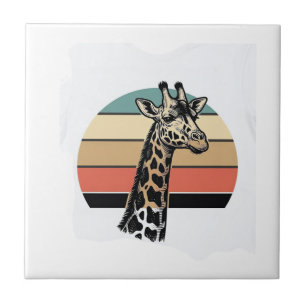 Vintage Giraffe Sunset Safari Vector Shirt Design Tile