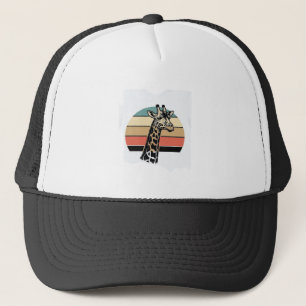 Vintage Giraffe Sunset Safari Vector Shirt Design Trucker Hat