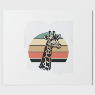 Vintage Giraffe Sunset Safari Vector Shirt Design Wrapping Paper