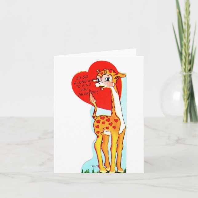 Vintage Giraffe Valentine Card (Front)