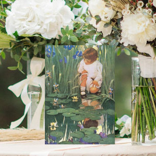 Vintage Girl and Fairies at Pond Mother's Day Card