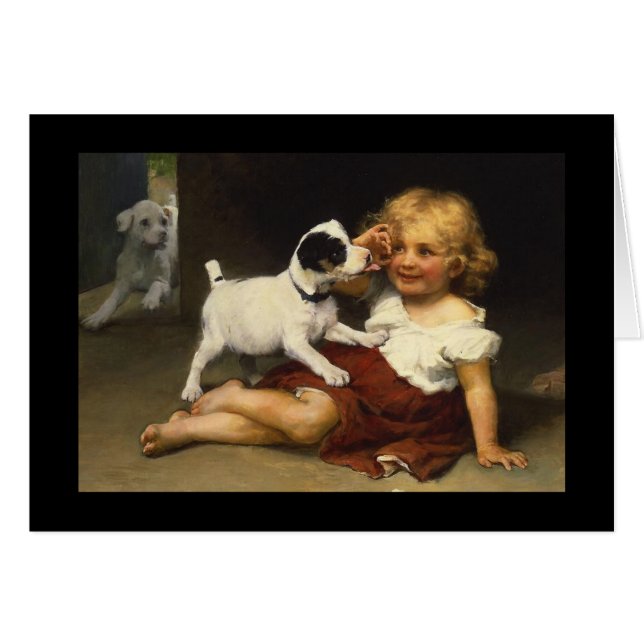 Vintage Girl and Puppy (Front Horizontal)