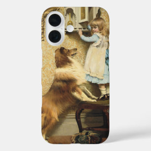 Vintage Girl and Sheltie Dog Art Secret Place iPhone 16 Case