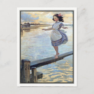 Vintage Girl at Beach by Jessie Willcox Smith Postcard