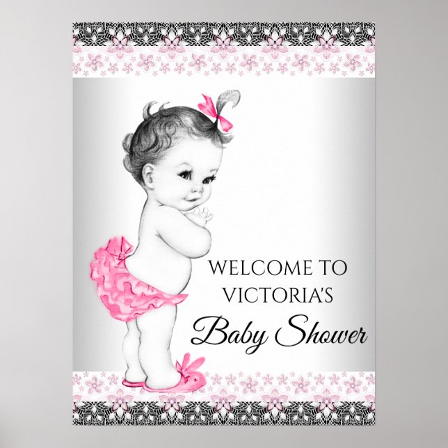 Vintage Girl Baby Shower Signs (Front)