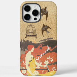 Vintage Girl Birds Birdcage Bicycle iPhone 16 Pro Max Case