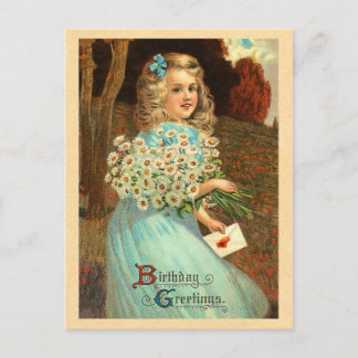 Vintage Girl Birthday Postcard