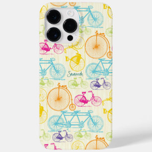 Vintage Girl Bright Colours Bike Pattern Case-Mate iPhone 14 Pro Max Case
