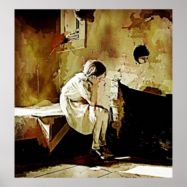 Vintage Girl By Fireplace Poster (Front)