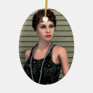 Vintage Girl Ceramic Tree Decoration