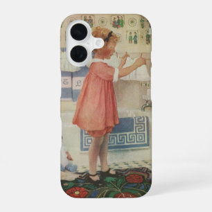 Vintage Girl, Child Doing Laundry Hanging Clothes iPhone 16 Case