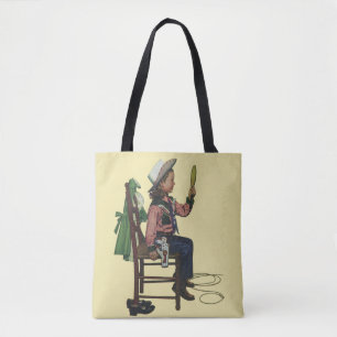 Vintage Girl Cowgirl Looking  Mirror She's so Vain Tote Bag