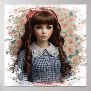 Vintage Girl Doll Core Whimsical  Poster