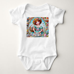 VINTAGE GIRL Easter eggs ~ Easter JOY~ Baby Bodysuit