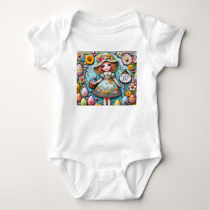 VINTAGE GIRL Easter eggs ~ Easter JOY~ Baby Bodysuit