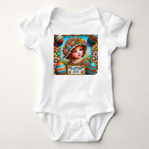 VINTAGE GIRL Easter eggs ~ Easter JOY~ Baby Bodysuit