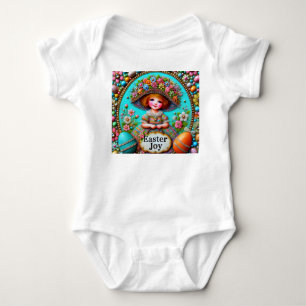 VINTAGE GIRL Easter eggs ~ Easter JOY~ Baby Bodysuit