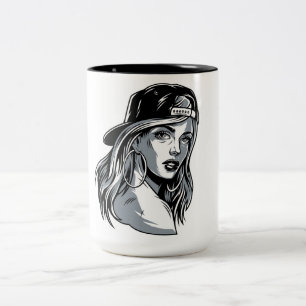 Vintage Girl in Baseball Cap Coffee Mug