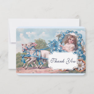 Vintage Girl in Carriage Driven by Lambs Thank You Card