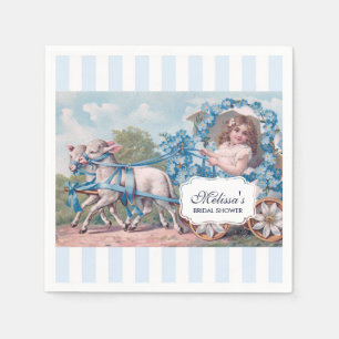 Vintage Girl in Carriage with Lambs Bridal Tea Napkin