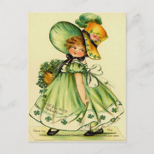 Vintage Girl in Green Post Card