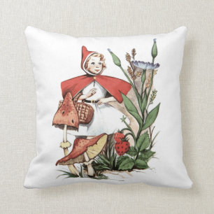 Vintage Girl in Red Hood  Cushion