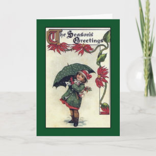 Vintage Girl in Snow - A Christmas Card