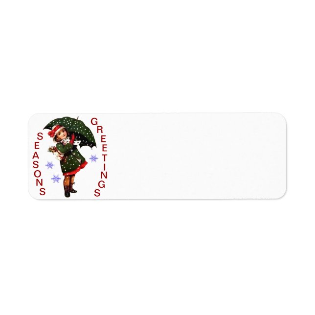Vintage Girl in Snow Holiday Address Labels (Front)