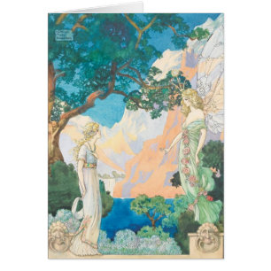 Vintage - Girl Meets Angel in a Garden,