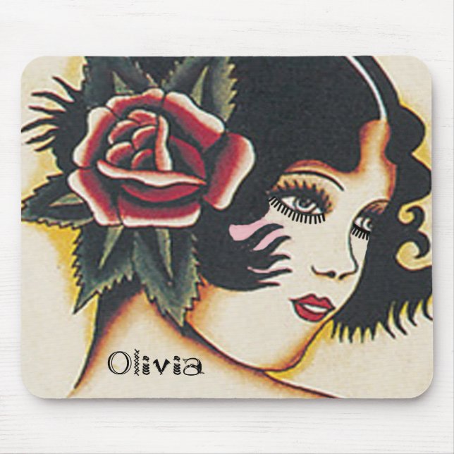 Vintage Girl Mouse Mat (Front)