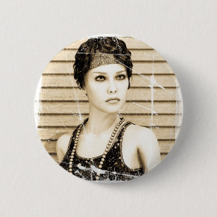 Vintage Girl, Old Photo Effect 6 Cm Round Badge