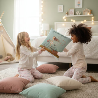 Vintage Girl on Bicycle Floral Pattern Cushion