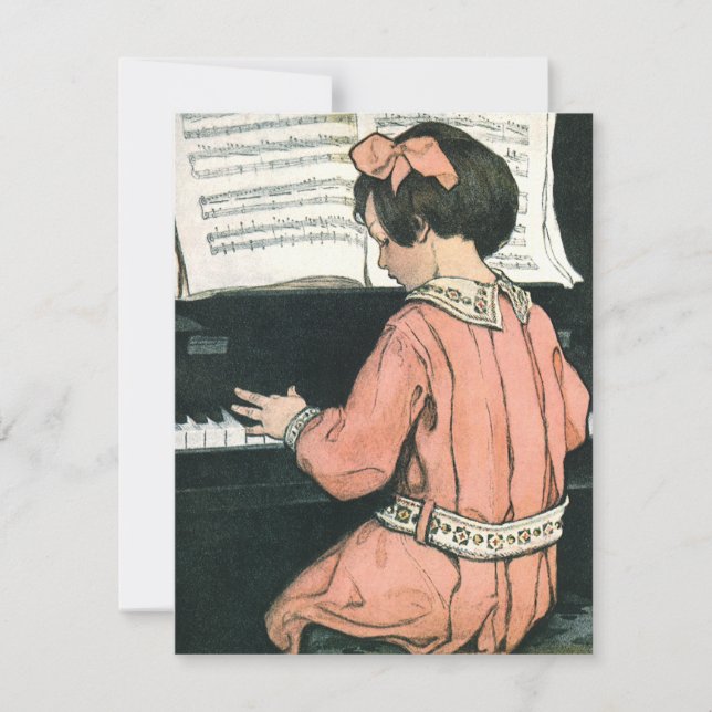 Vintage Girl Pianist Birthday Party Invitation (Front)