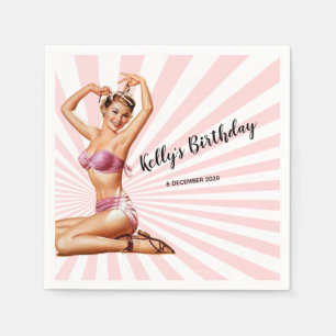 vintage girl, pin up, Cocktail Paper Napkins