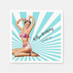 vintage girl, pin up, Cocktail Paper Napkins