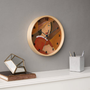 Vintage Girl Portrait Painting Clock
