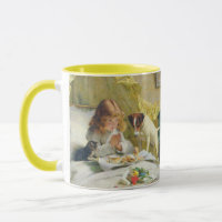 Vintage Girl Praying with Cat & Dog Art Suspense