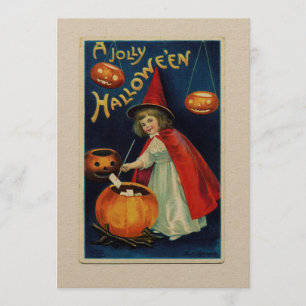 Vintage Girl & Pumpkin Hallowe'en Invitation