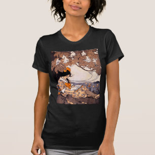 Vintage Girl Reading Under a Tree T-Shirt