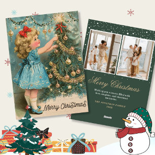 Vintage Girl Retro Snow Christmas Holiday Cards