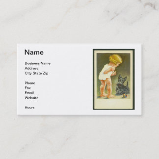 Vintage Girl & Scottish Terrier Business Card