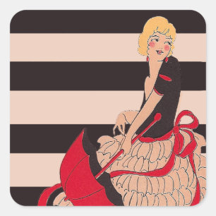 Vintage Girl Square Sticker