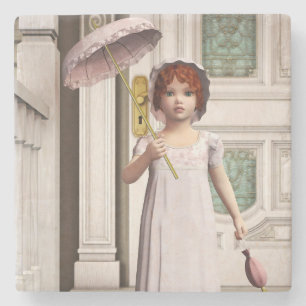 Vintage Girl - Sweet Retro Victorian Style Art Stone Coaster