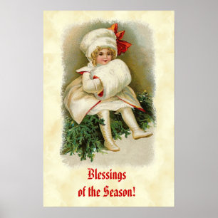 Vintage Girl White Hat Blessings CH403 Poster