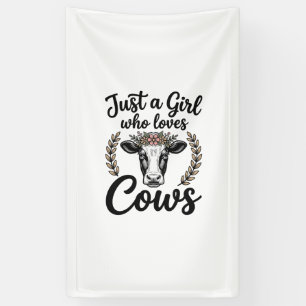 Vintage Girl Who Loves Cows Floral Cow Shirt Desig Banner