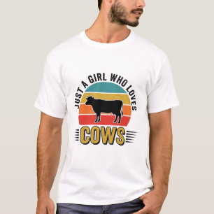 Vintage Girl Who Loves Cows T-Shirt Design