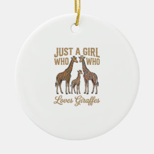 Vintage Girl Who Loves Giraffes Shirt Design_1 Ceramic Tree Decoration