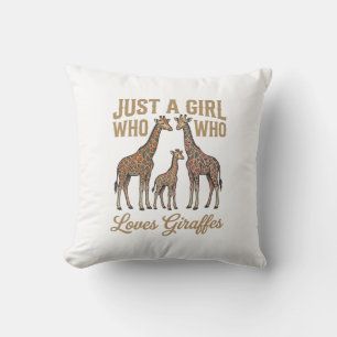 Vintage Girl Who Loves Giraffes Shirt Design_1 Cushion